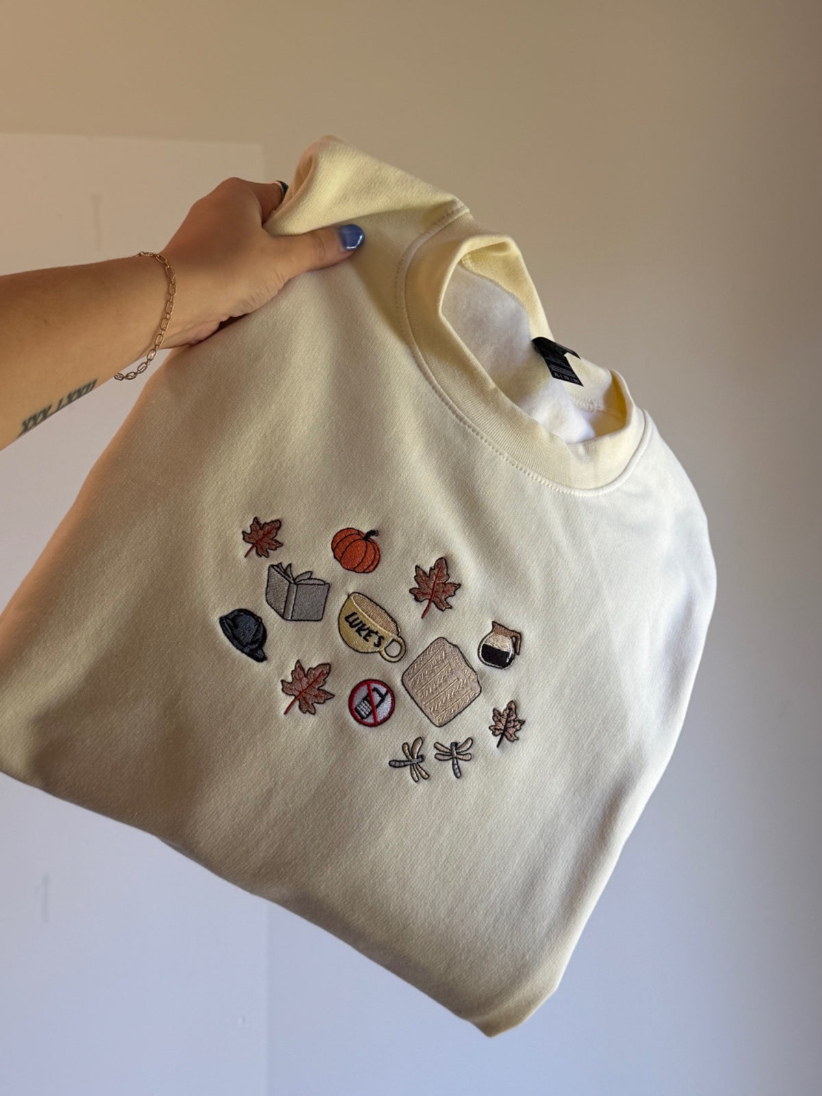Fall things embroidered sweatshirt