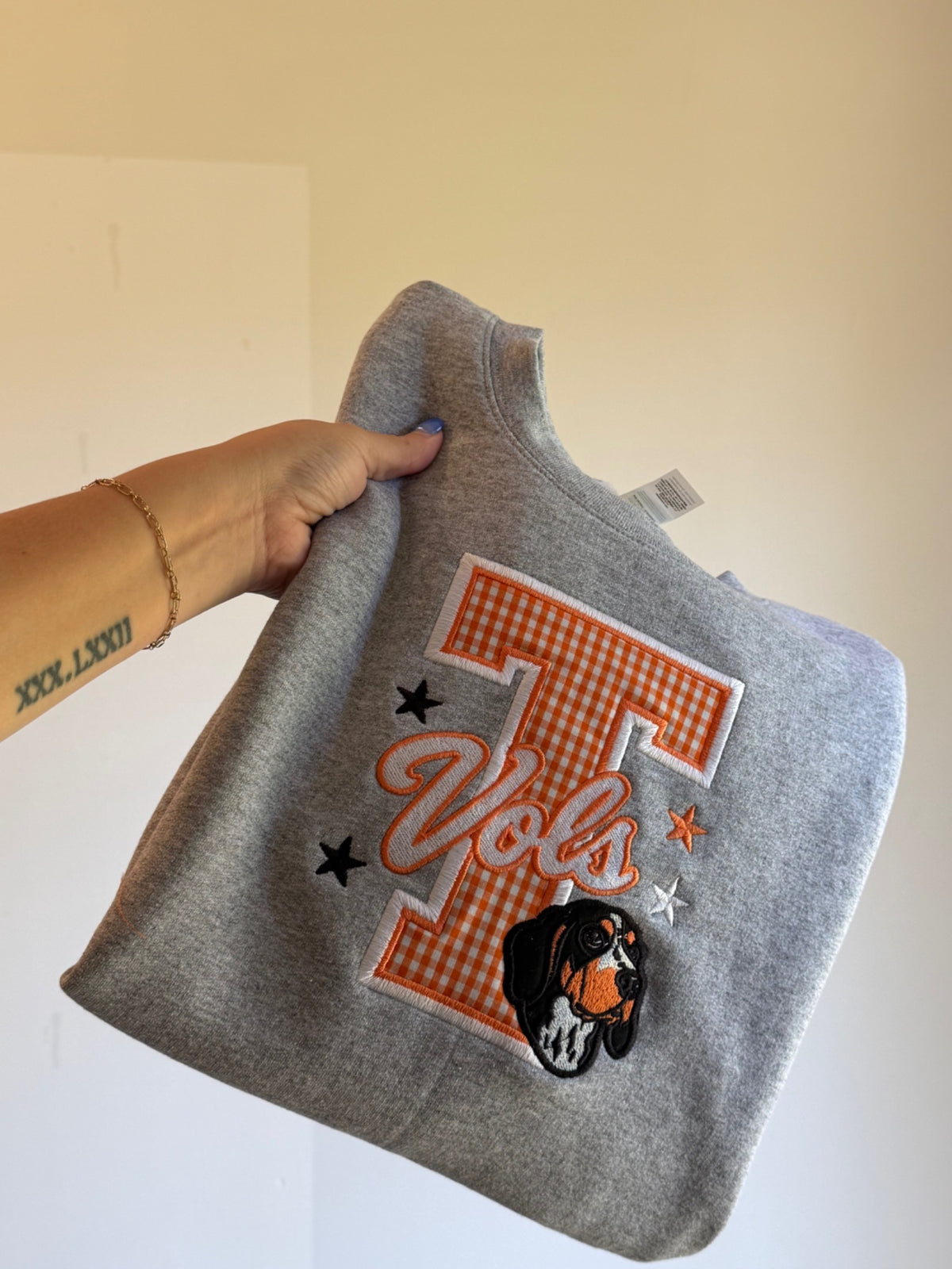 Embroidered Tennessee sweatshirt detail