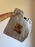 Heather gray Tennessee game day bear tee with embroidered football teddy bear